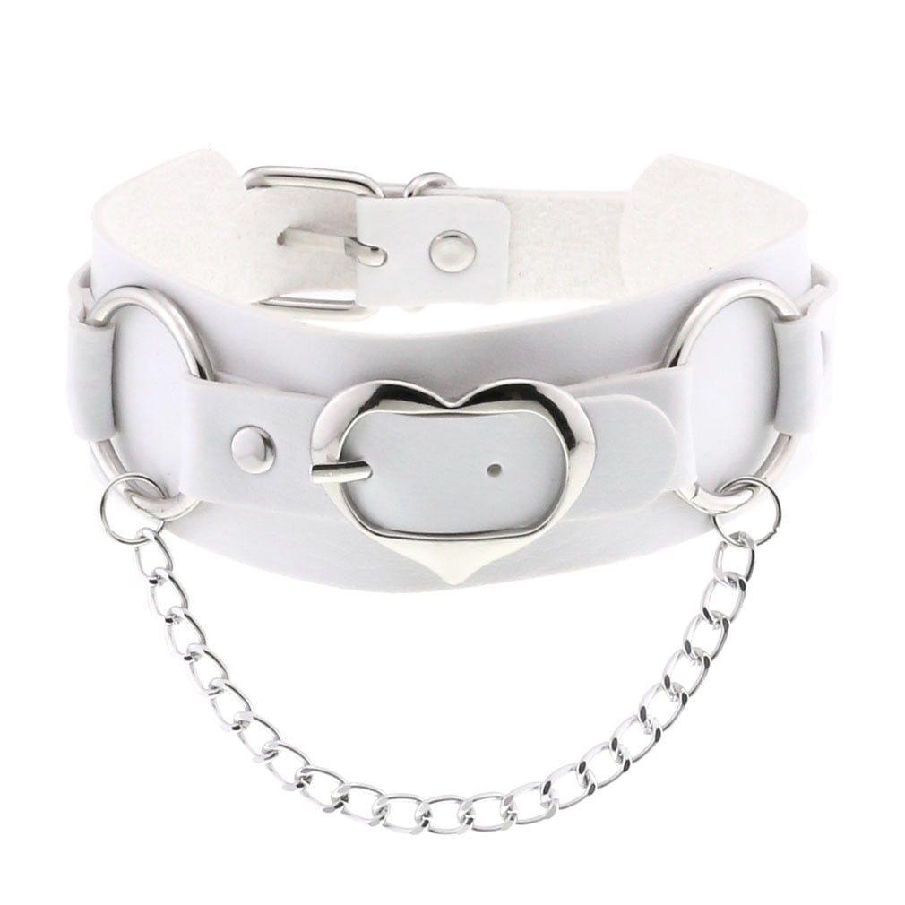 Harajuku White Leather Choker Collection - 18 Apparel - Femboy Fatale