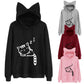 Sleepy Cat Ears Printed Hoodie