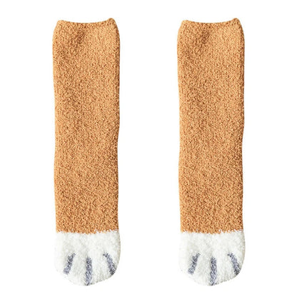 Cat Paw Print Plush Socks
