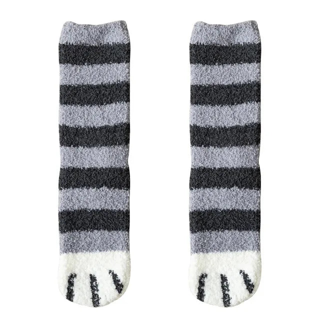 Kawaii Cat Paw Print Plush Socks - D Clothing Accessories - Femboy Fatale