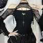 Dark Off Shoulder Fishnet Top