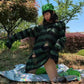 Gothic Distressed Oversized Striped Sweater Collection - Dark Green Apparel - Femboy Fatale