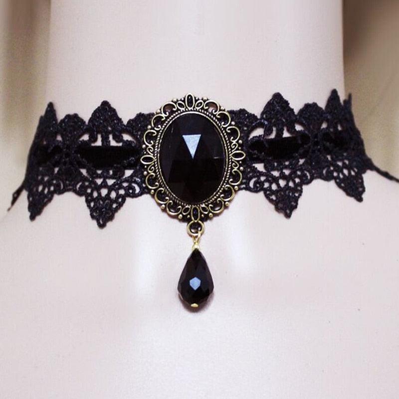 Gothic Black Lace Choker Collection - 19 Necklace - Femboy Fatale