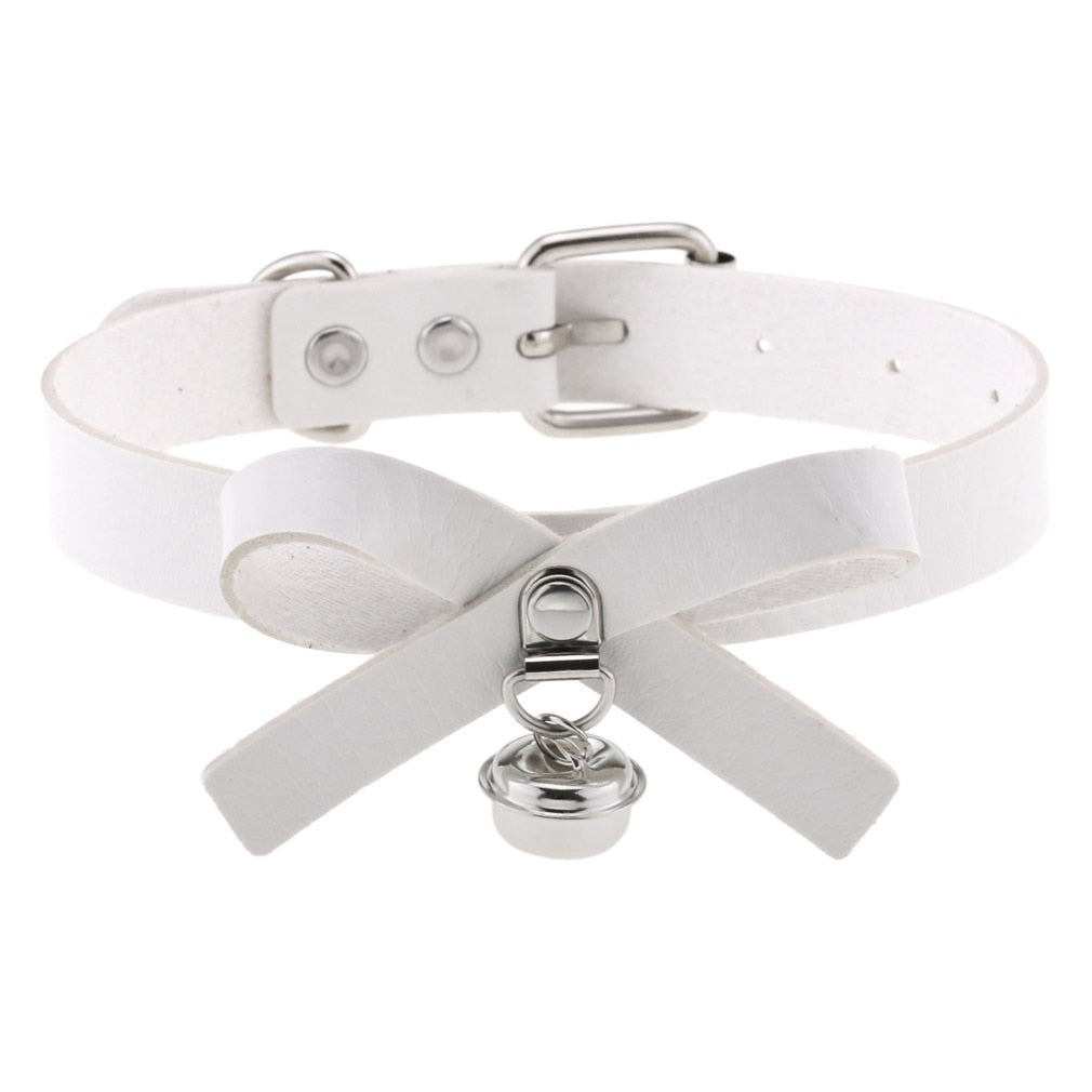 Harajuku White Leather Choker Collection - 12 Apparel - Femboy Fatale