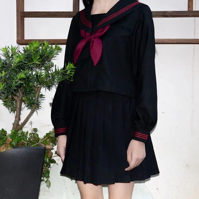 Japanese School Uniform Collection - Black Long Sleeve Set / S Apparel - Femboy Fatale