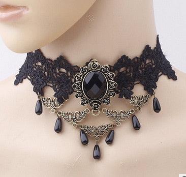 Victorian Choker Necklace, Black Scalloped Lace - Gothic Grace Inc