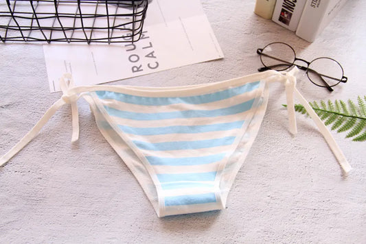 Striped Bikini Bottoms - Blue - Femboy Fatale