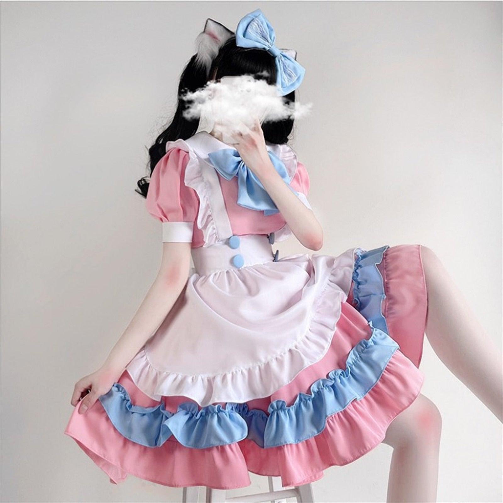 Kawaii Lolita Pink & Blue Maid Outfit - Costumes - Femboy Fatale