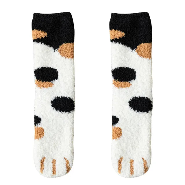 Kawaii Cat Paw Print Plush Socks - F Clothing Accessories - Femboy Fatale