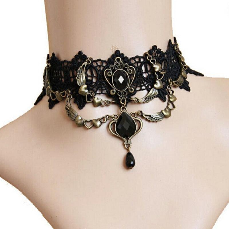 Gothic Black Lace Choker Collection - 5 Necklace - Femboy Fatale