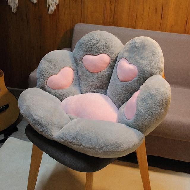 Cat Paw Pillow - 70cm x 60cm / Grey with Hearts Pillow - Femboy Fatale