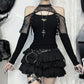 Dark Off Shoulder Fishnet Top