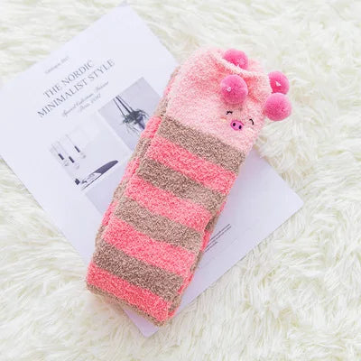 Kawaii Striped Animal Thigh High Socks - Sleepy Pig Apparel - Femboy Fatale
