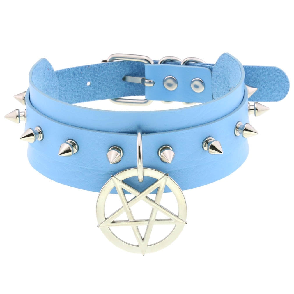 Harajuku Sky Blue Leather Choker Collection - Apparel - Femboy Fatale