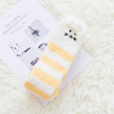 Kawaii Striped Animal Thigh High Socks - Yellow Kitty Apparel - Femboy Fatale