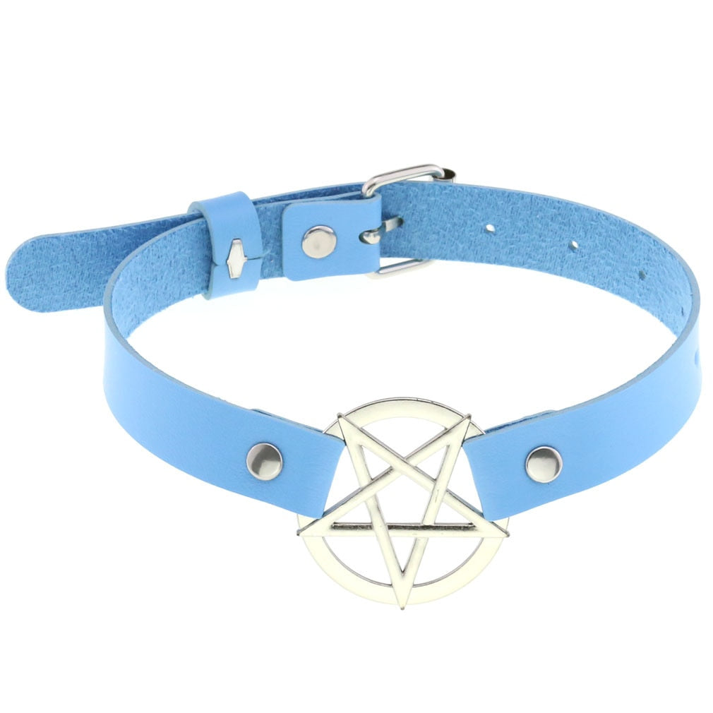 Harajuku Sky Blue Leather Choker Collection - 29 Apparel - Femboy Fatale