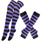 Matching Striped Arm Warmer and Thigh High Stocking Collection - Black & Purple Apparel - Femboy Fatale