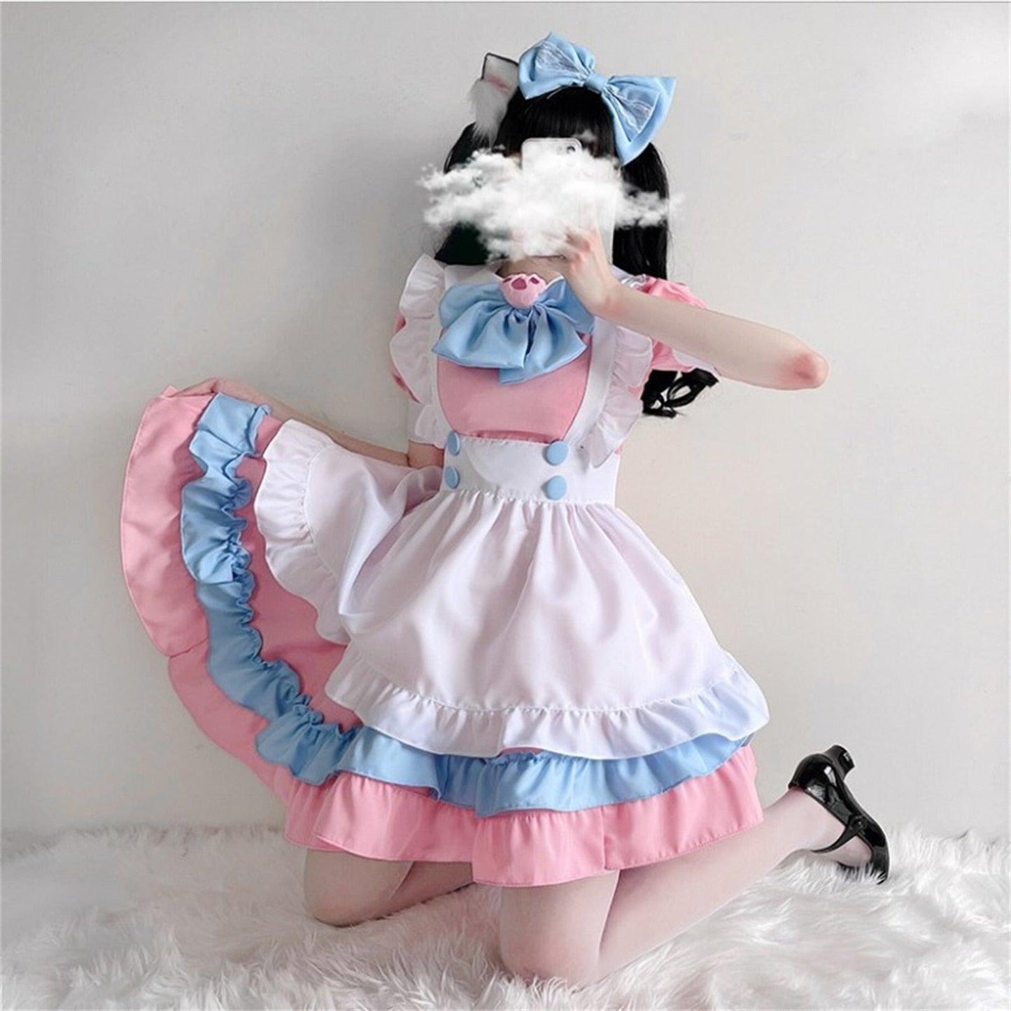 Kawaii Lolita Pink & Blue Maid Outfit - Costumes - Femboy Fatale