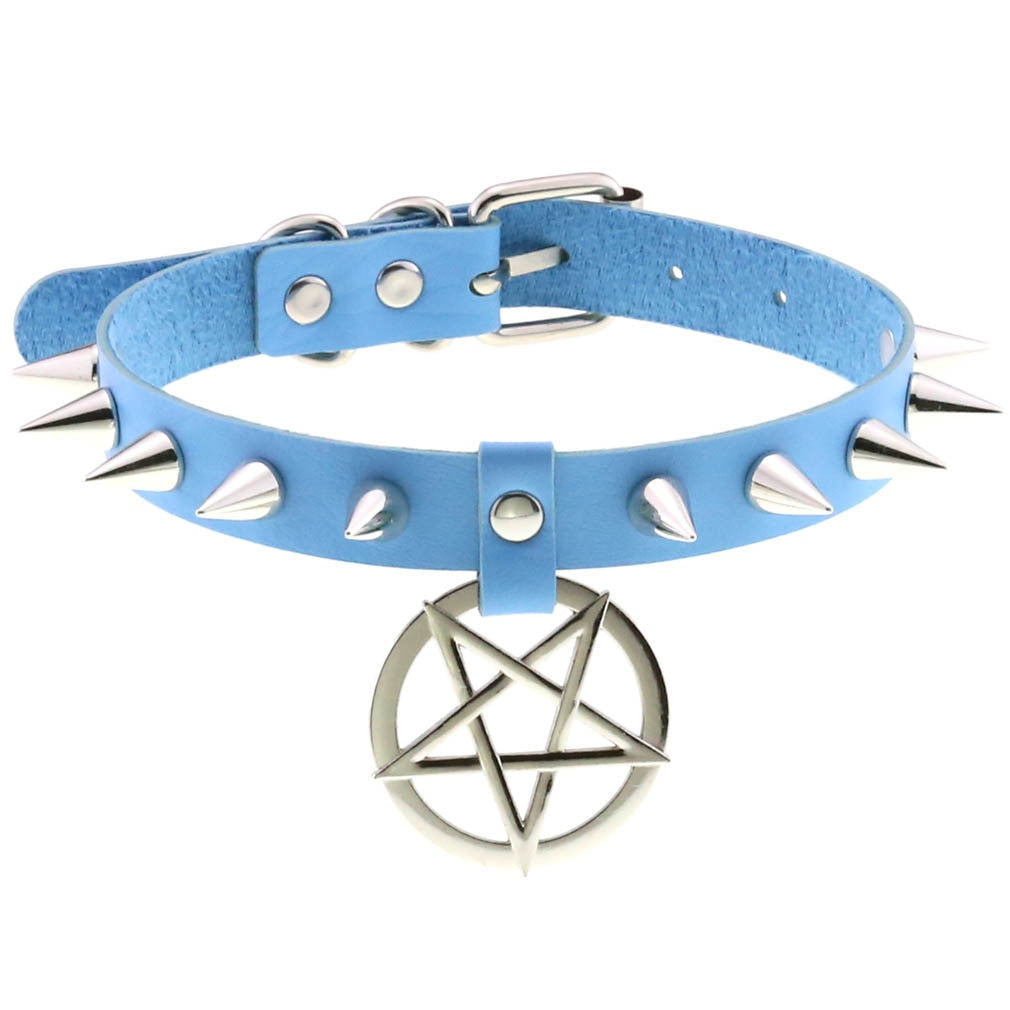 Harajuku Sky Blue Leather Choker Collection - Apparel - Femboy Fatale