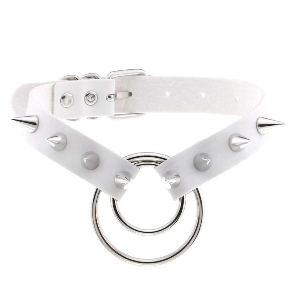 Harajuku White Leather Choker Collection - 10 Apparel - Femboy Fatale