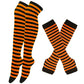 Matching Striped Arm Warmer and Thigh High Stocking Collection - Orange & Black Apparel - Femboy Fatale