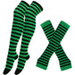 Matching Striped Arm Warmer and Thigh High Stocking Collection - Black & Green Apparel - Femboy Fatale