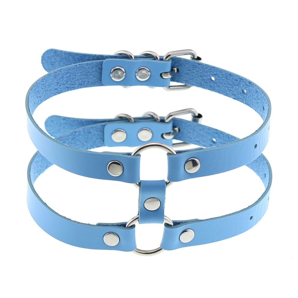 Harajuku Sky Blue Leather Choker Collection - 5 Apparel - Femboy Fatale