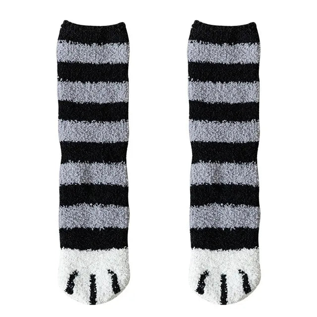 Kawaii Cat Paw Print Plush Socks - C Clothing Accessories - Femboy Fatale