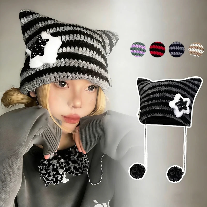 Striped Cat Ears Beanie Collection