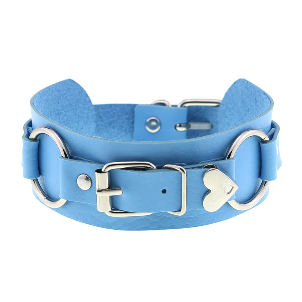 Harajuku Sky Blue Leather Choker Collection - 3 Apparel - Femboy Fatale