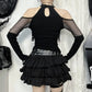 Dark Off Shoulder Fishnet Top