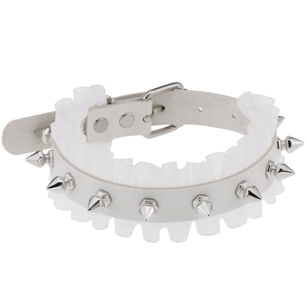 Harajuku White Leather Choker Collection - 2 Apparel - Femboy Fatale