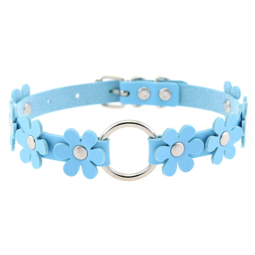 Harajuku Sky Blue Leather Choker Collection - 4 Apparel - Femboy Fatale