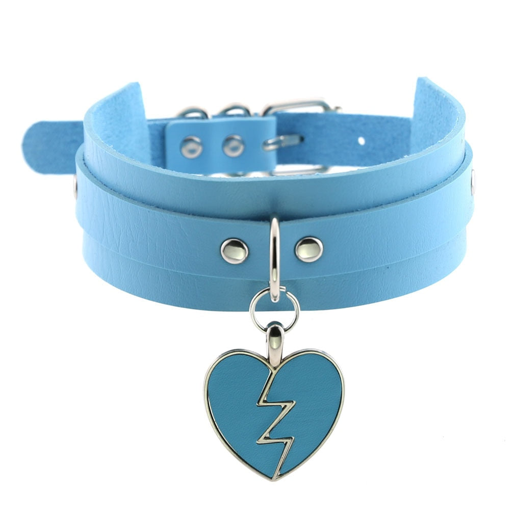 Harajuku Sky Blue Leather Choker Collection - 15 Apparel - Femboy Fatale