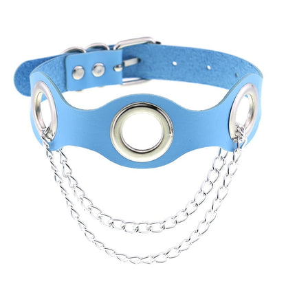 Harajuku Sky Blue Leather Choker Collection - 1 Apparel - Femboy Fatale