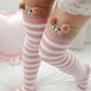 Kawaii Striped Animal Thigh High Socks - Bear Apparel - Femboy Fatale