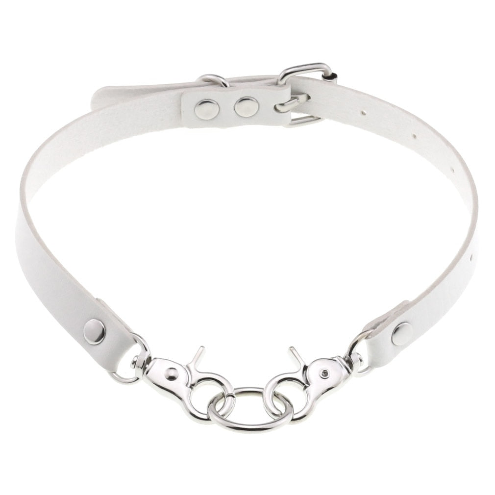 Harajuku White Leather Choker Collection - 20 Apparel - Femboy Fatale