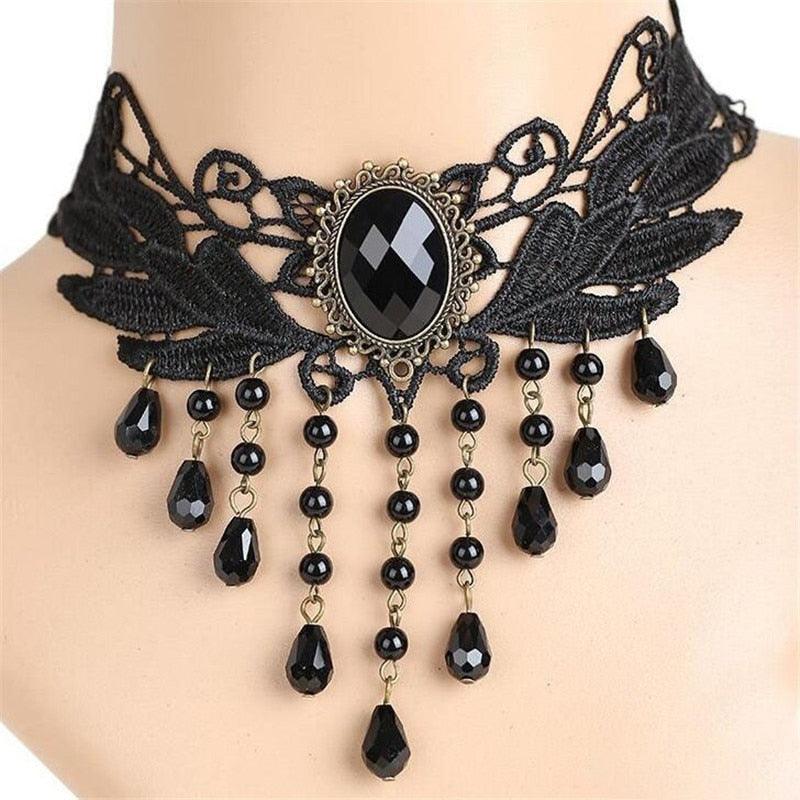 Gothic Black Lace Choker Collection - 14 Necklace - Femboy Fatale
