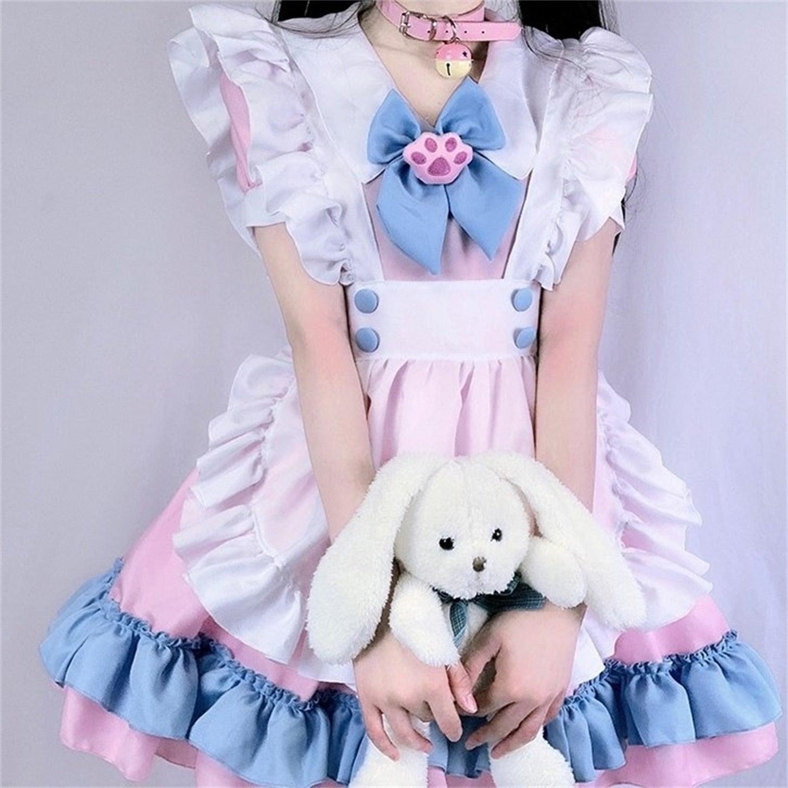 Kawaii Lolita Pink & Blue Maid Outfit - S Costumes - Femboy Fatale