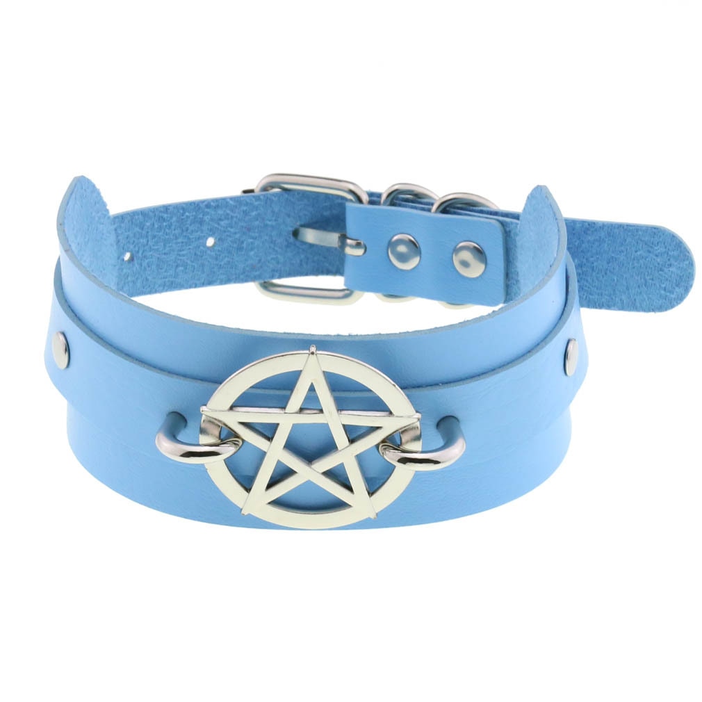 Harajuku Sky Blue Leather Choker Collection - 8 Apparel - Femboy Fatale