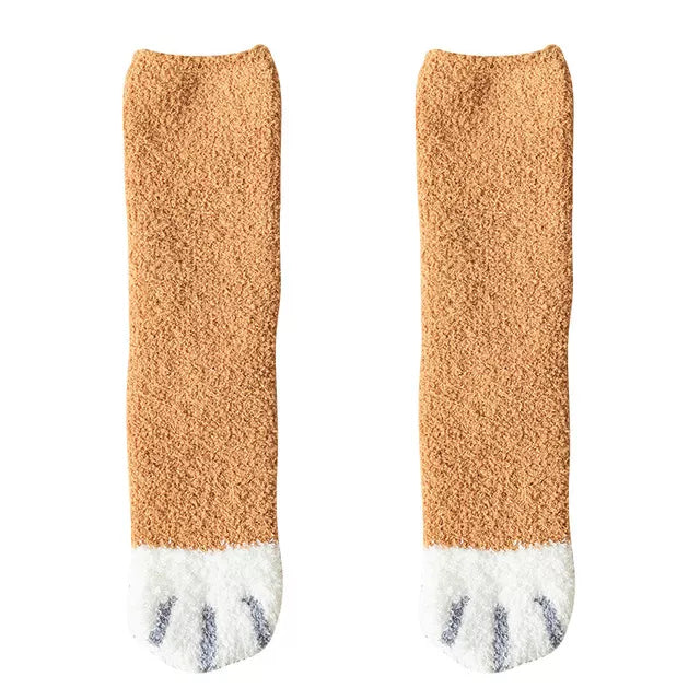 Kawaii Cat Paw Print Plush Socks - B Clothing Accessories - Femboy Fatale