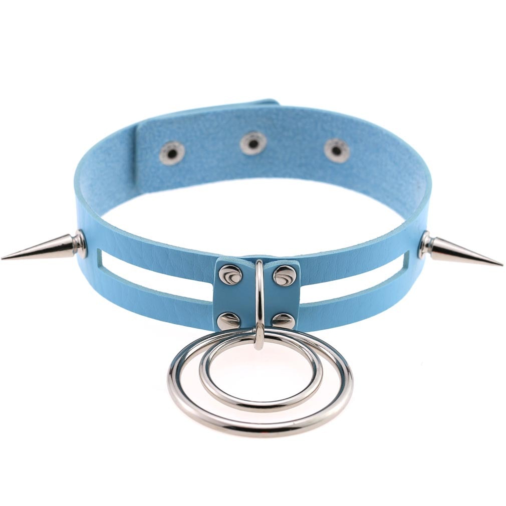 Harajuku Sky Blue Leather Choker Collection - 30 Apparel - Femboy Fatale