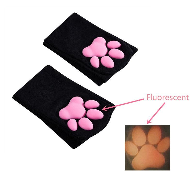 Cat Paw Ankle Socks - Black Luminous Socks - Femboy Fatale