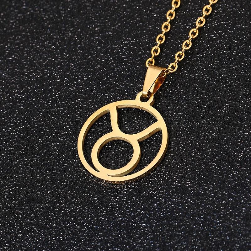 Zodiac Symbol Necklace - Taurus Gold Necklace - Femboy Fatale