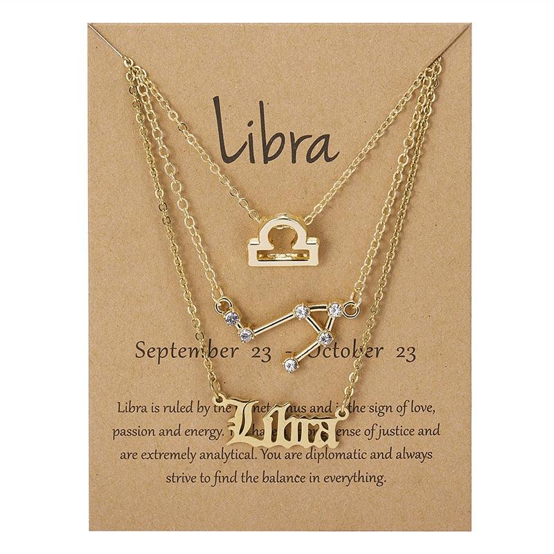 Zodiac 3 Piece Pendant Collection - Libra - Gold Pendant - Femboy Fatale