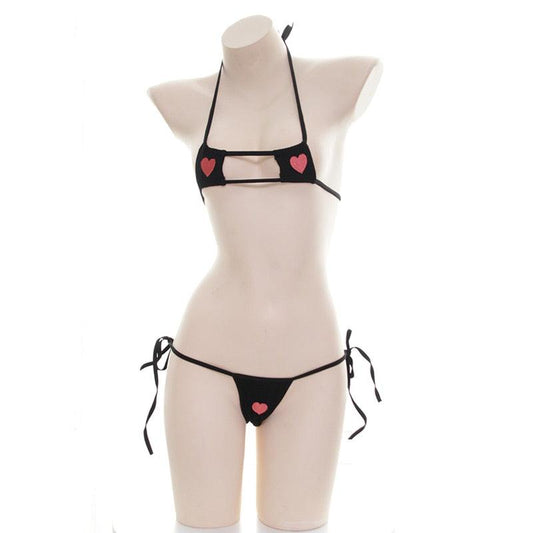 Japanese Nurse Heart Micro Bikini Collection - Black Heart apparel - Femboy Fatale