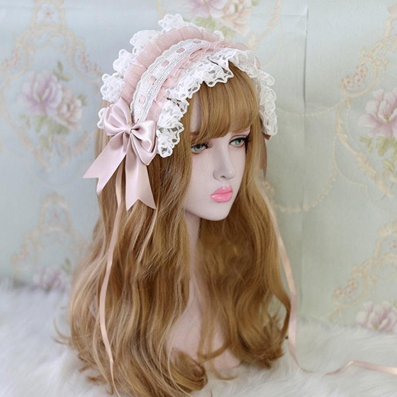 Lace Maiden Headband with Ribbons - Femboy Fatale