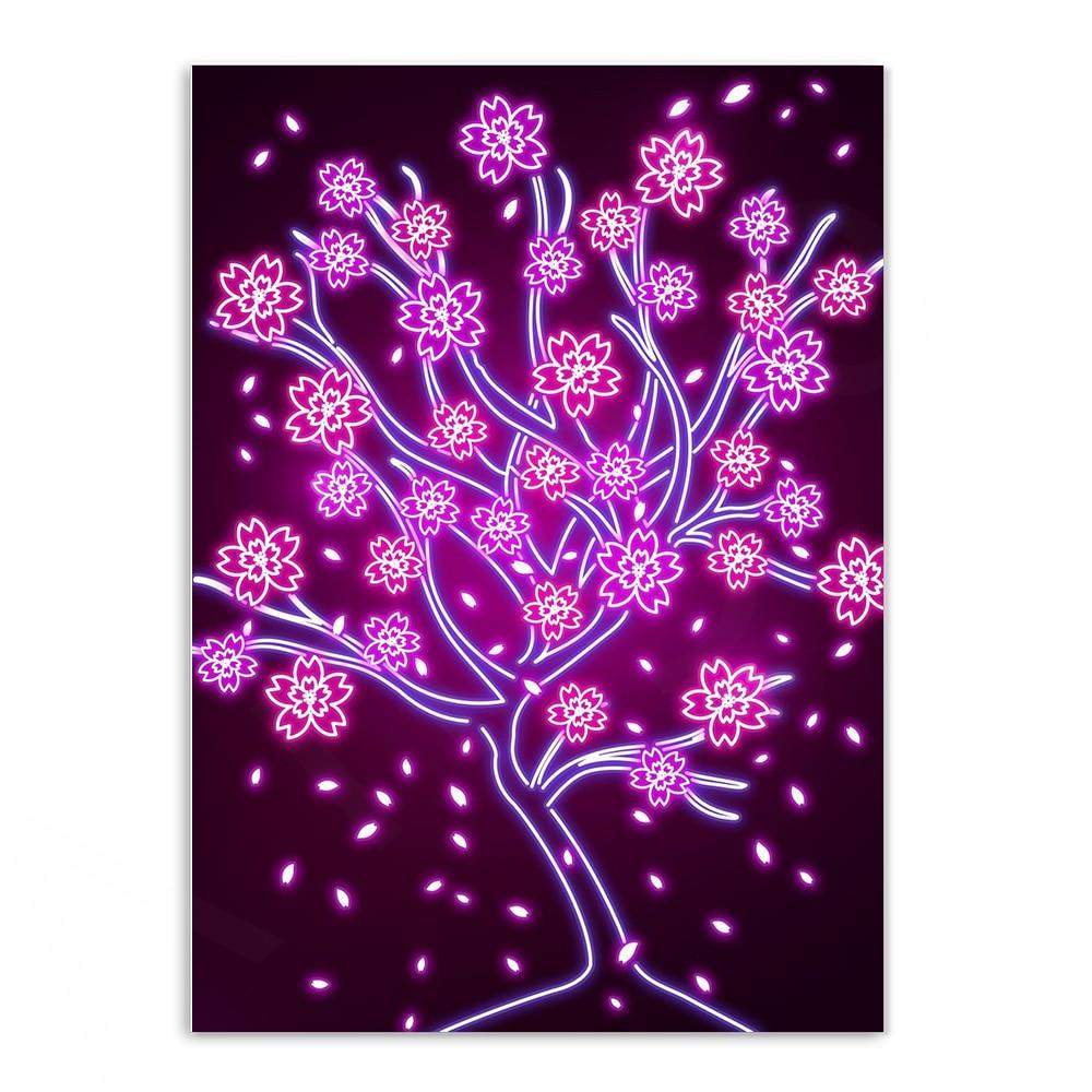 Various Neon Style Canvas Posters [Large Prints] - 40x60cm / Sakura Tree - Femboy Fatale