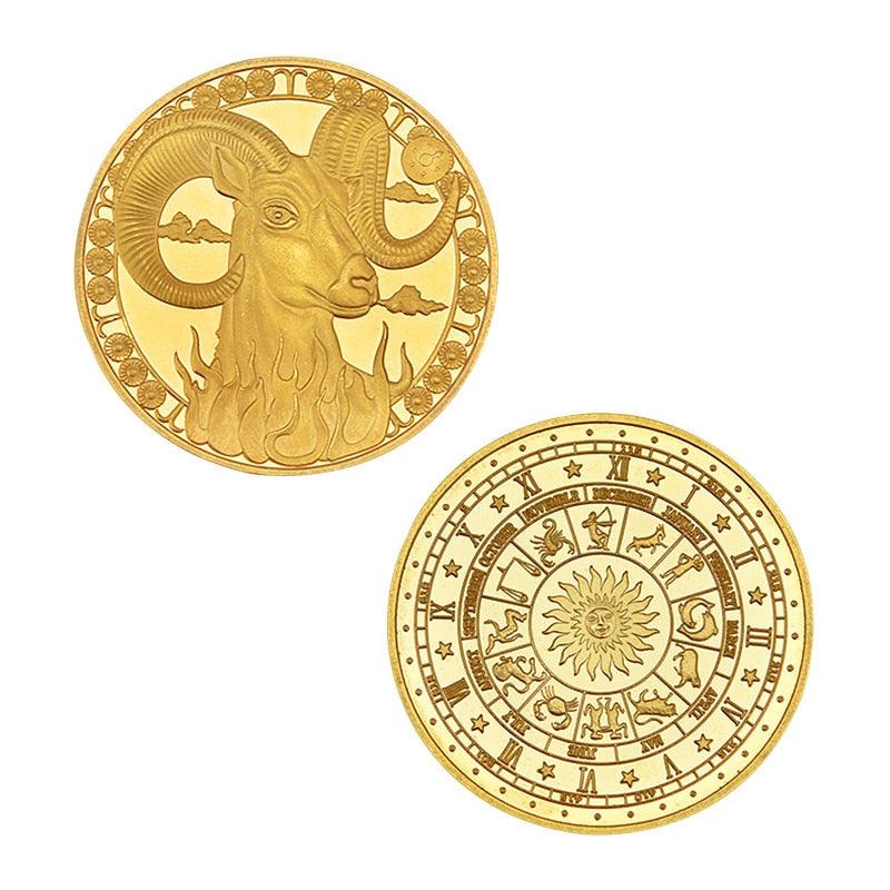 Zodiac Commemorative Gold Plated Coin Collection - Aries Coin - Femboy Fatale