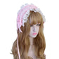 Lace Maiden Headband with Ribbons - Pink - Femboy Fatale
